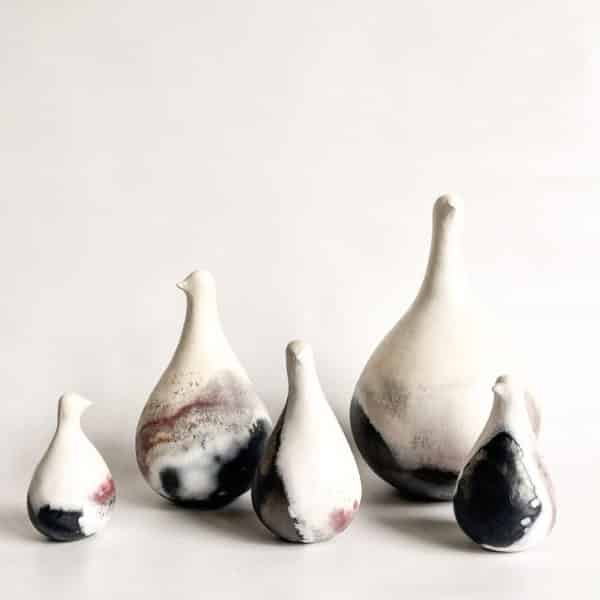 Shellie Chritian Pit Fired Ceramic Birds