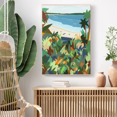 web Happiness comes in waves byron bay beach painting hang in a living room interior design