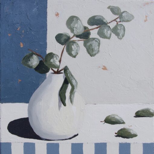 Leaves, Pot and Blue Stripe - Karin Cutler