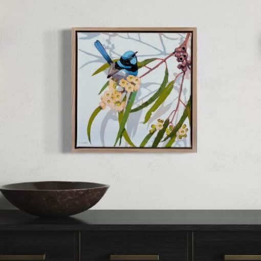 Blue Wren with Blush Gum Blossom - Kirsty McIntyre - Image 3