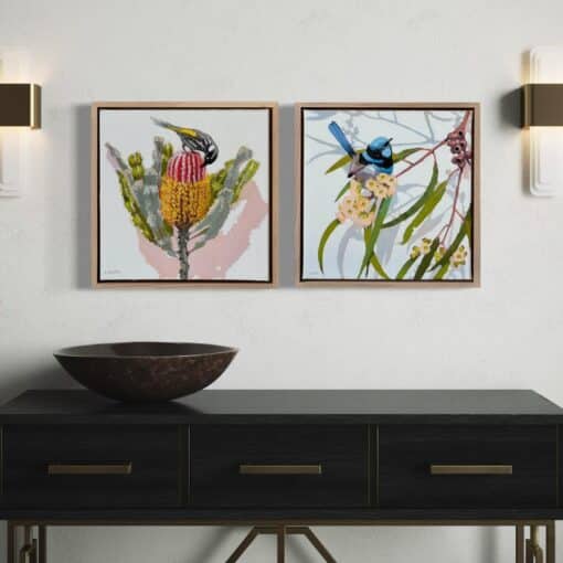 New Holland Honeyeater with Raspberry banksia - Kirsty McIntyre - Image 3