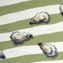 Oysters on Green Stripes - Karin Cutler