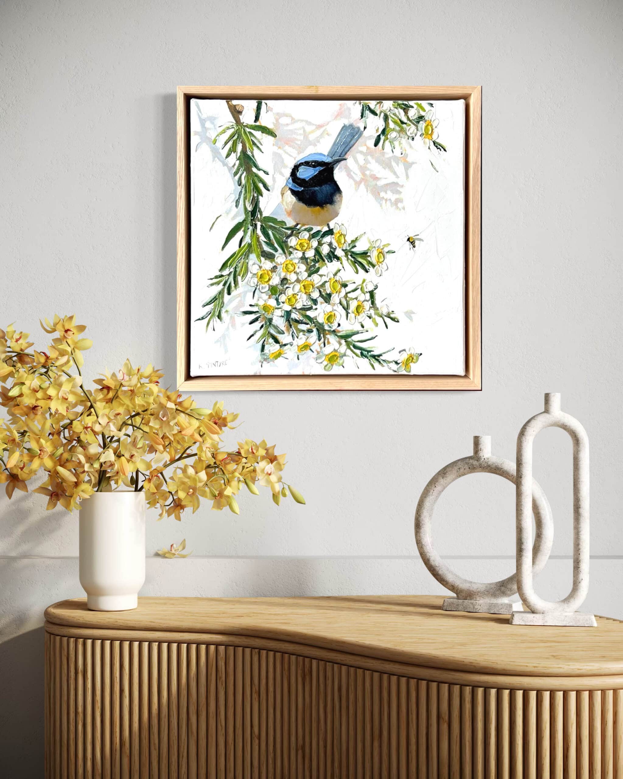 Blue Wren with White Teatree - Kirsty McIntyre - Image 2