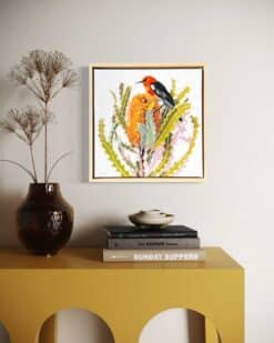 Alternative view of Scarlet honeyeater with banksia - Kirsty McIntyre