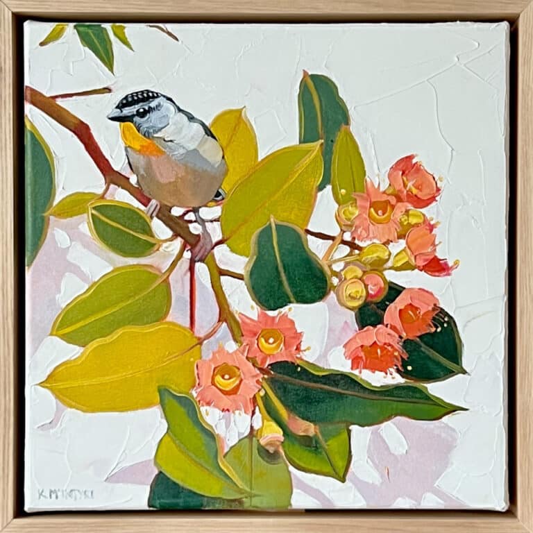 Spotted Pardalote with Gum Blossom - Kirsty McIntyre